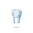 Polygonal blue vector tooth. Abstract illustration