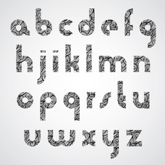 Poster - Digital style contemporary font with hand drawn curly lines patt