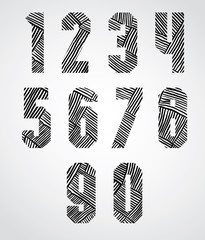 Poster - Bold condensed poster style numbers with hand drawn lines patter