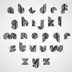 Poster - Modern shape letters digital style font with hand drawn lines pa