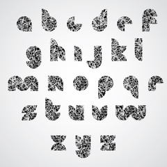 Poster - Messy dirty texture covered letters of modern digital shape.