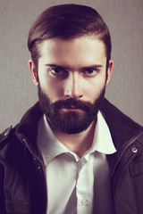 Wall Mural - Portrait of handsome man with beard