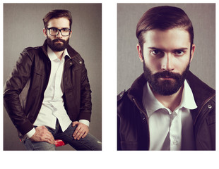 Wall Mural - Portrait of handsome man with beard