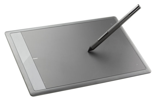 Modern graphic tablet isolated on white background