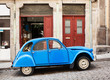 The old blue car in Porto, Portugal.