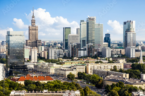 Naklejka - mata magnetyczna na lodówkę Widok z lotu ptaka na centrum Warszawy