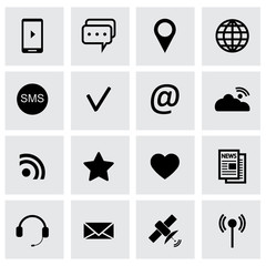 Wall Mural - Vector black communication icons set