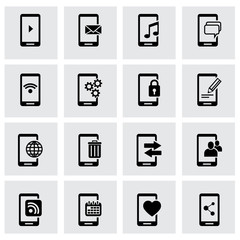 Wall Mural - vector black mobile icons set