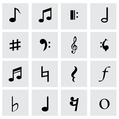 Wall Mural - vector black notes icons set