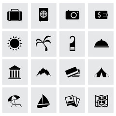 Wall Mural - Vector black travel icons set