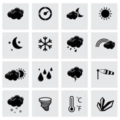 Wall Mural - vector black weather icons set