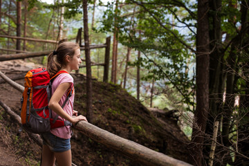 on a path