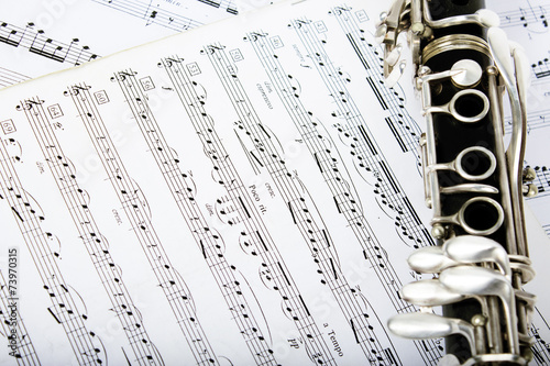 Obraz na PCV Musical notes and clarinet
