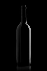 Elegant wine bottle in a black background