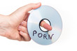 Hand holding DVD with porn movies
