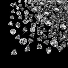 Wall Mural - Diamonds 3d composition on black background