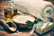 Spa Setting With Natural Olive Soap