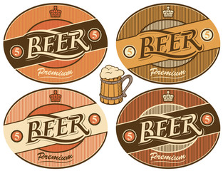 Wall Mural - four labels for beer in a retro style