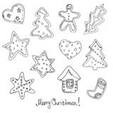 Fototapeta Dinusie - Gingerbread Christmas cookies. Vector illustration.