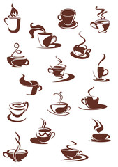 Wall Mural - Set of hot coffee sketches