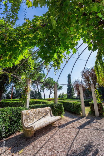 Beautiful park with a stone...