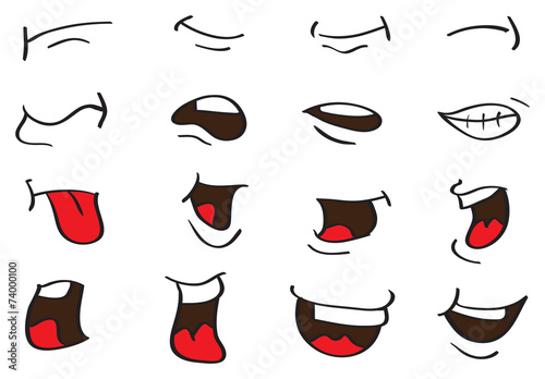 Fotografía Cartoon Mouth Expressions Vector Designs Isolated on White
