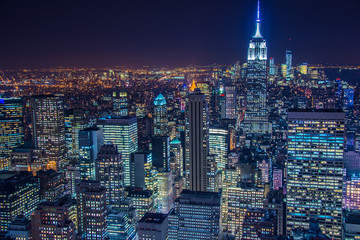 Famous skyscrapers of New York at night