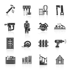 Wall Mural - Carpentry Icons Black