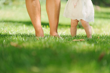 Walking Father and Daughter