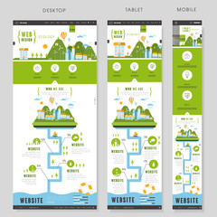 Wall Mural - one page website template design with ecology concept