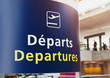 Departures sign in airport of Paris