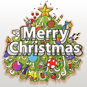 Doodle illustration of a Christmas tree