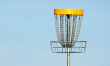 Frisbee Golf Basket Against Blue Sky
