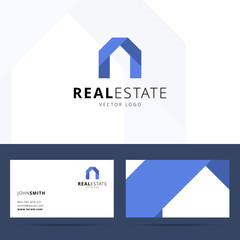 Real estate logo template with business card design.