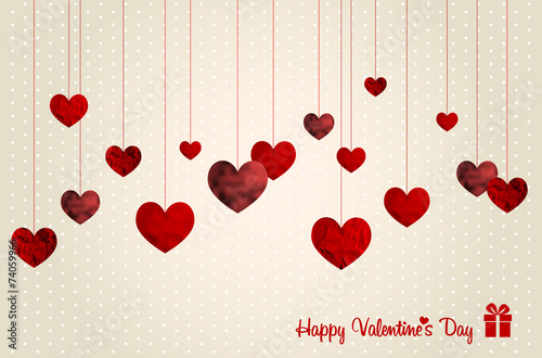 Fotografie, Obraz Retro Valentines card with abstract hearts