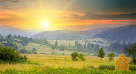 mountain landscape and sunrise
