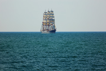 old sailing ship on the high seas