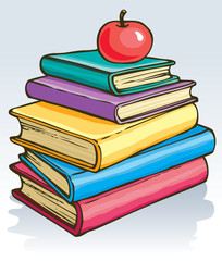 Wall Mural - vector illustration. apple on books