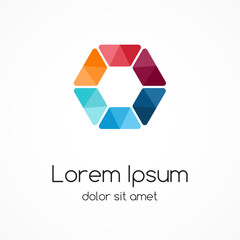 Color logo template. Hexagon element, ymbol.