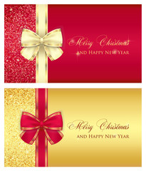 Wall Mural - Red glossy gift card with cream ribbon