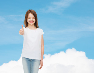 Canvas Print - smiling little girl in white blank t-shirt