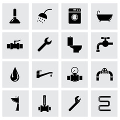 Wall Mural - vector black plumbing icon set