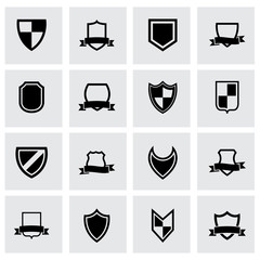 Wall Mural - vector black shield icon set