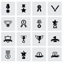 Wall Mural - Vector black trophy and awards icon set