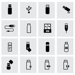 Sticker - Vector black usb icon set