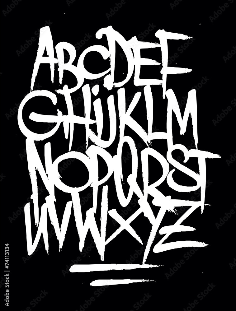 Hand style graffiti font alphabet. Vector - obrazy, fototapety, plakaty 