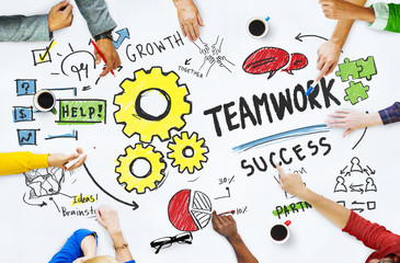Poster - Teamwork Team Collaboration Meeting Brainstorming Ideas Concept