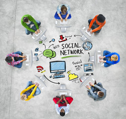 Canvas Print - Social Network Media People Technology Computer Concept