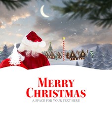 Poster - Composite image of santa delivery presents to village