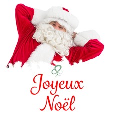 Poster - Composite image of happy santa lying and relaxing